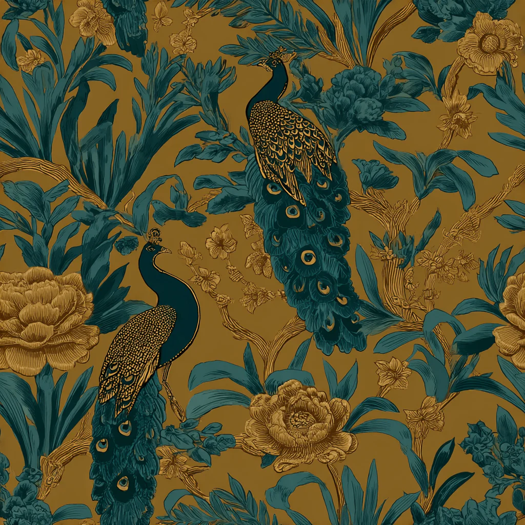 Peacock & Laure Wallpaper